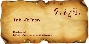 Irk Áron névjegykártya